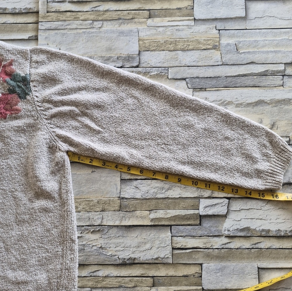 ​Monterey By Koret Cardigan Women's XL Beige Floral Linen Blend Boho Cottagecore - Picture 9 of 12